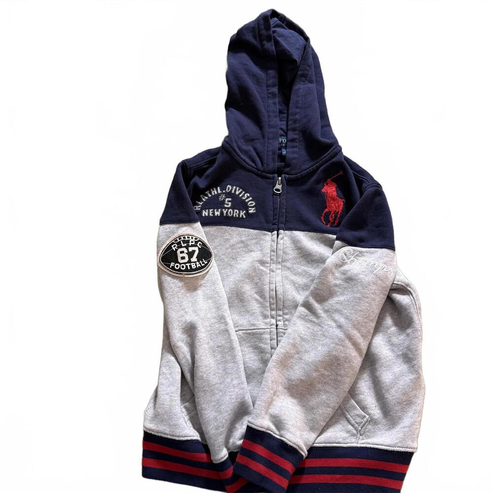 POLO RALPH LAUREN SZ 7 Big Pony Athletic Division #5 Champs Boys Hoodie Jacket